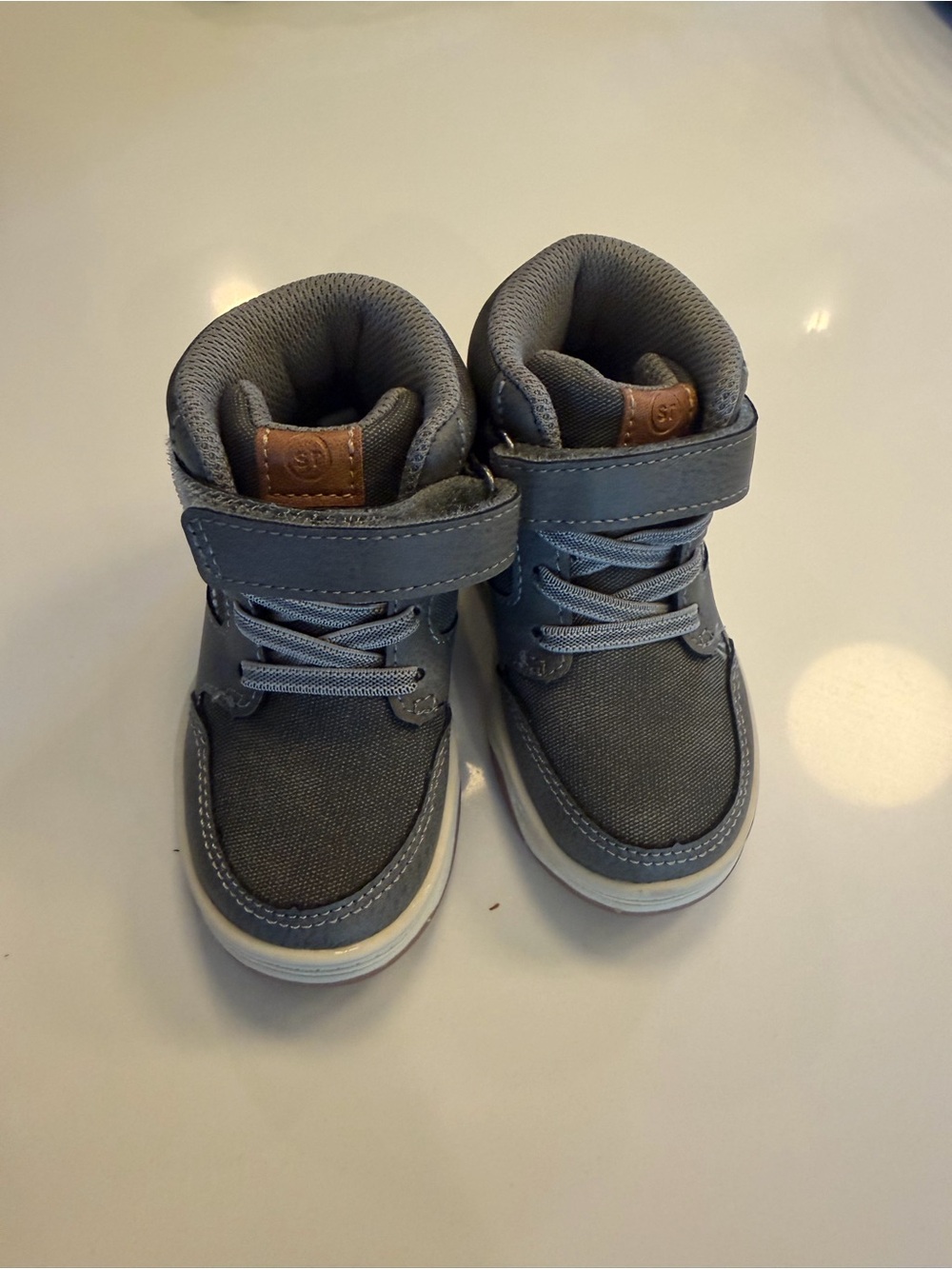 Stride Rite Gray High-Top Kids Sneakers with Hook-and-Loop Strap